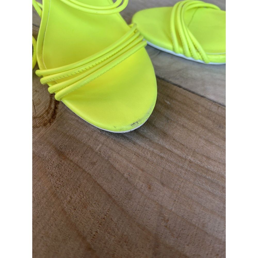 JLO Jennifer Lopez Neon Lime Faux Leather 4" Heel Strappy Sandals‎ Size 6 - Picture 7 of 11